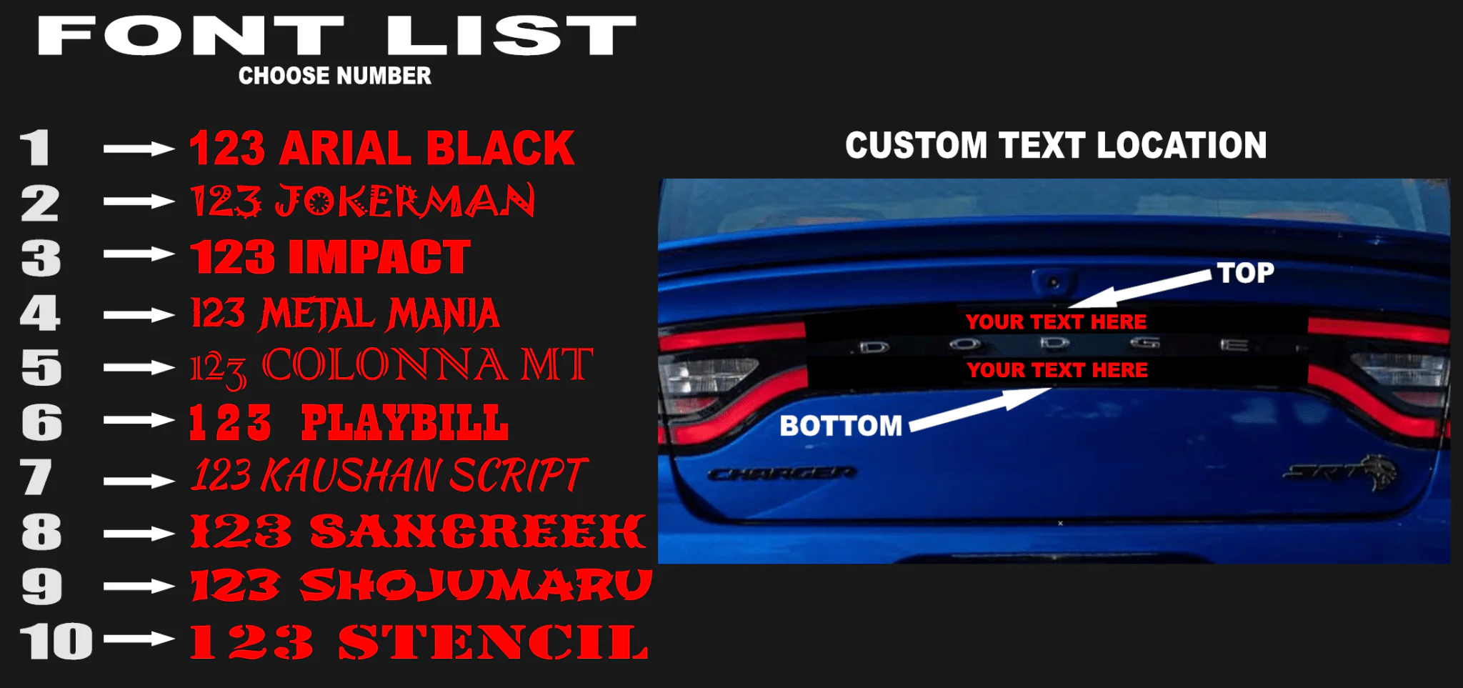 14-25 Dodge Durango Taillight Decal Design 1 - Image 4