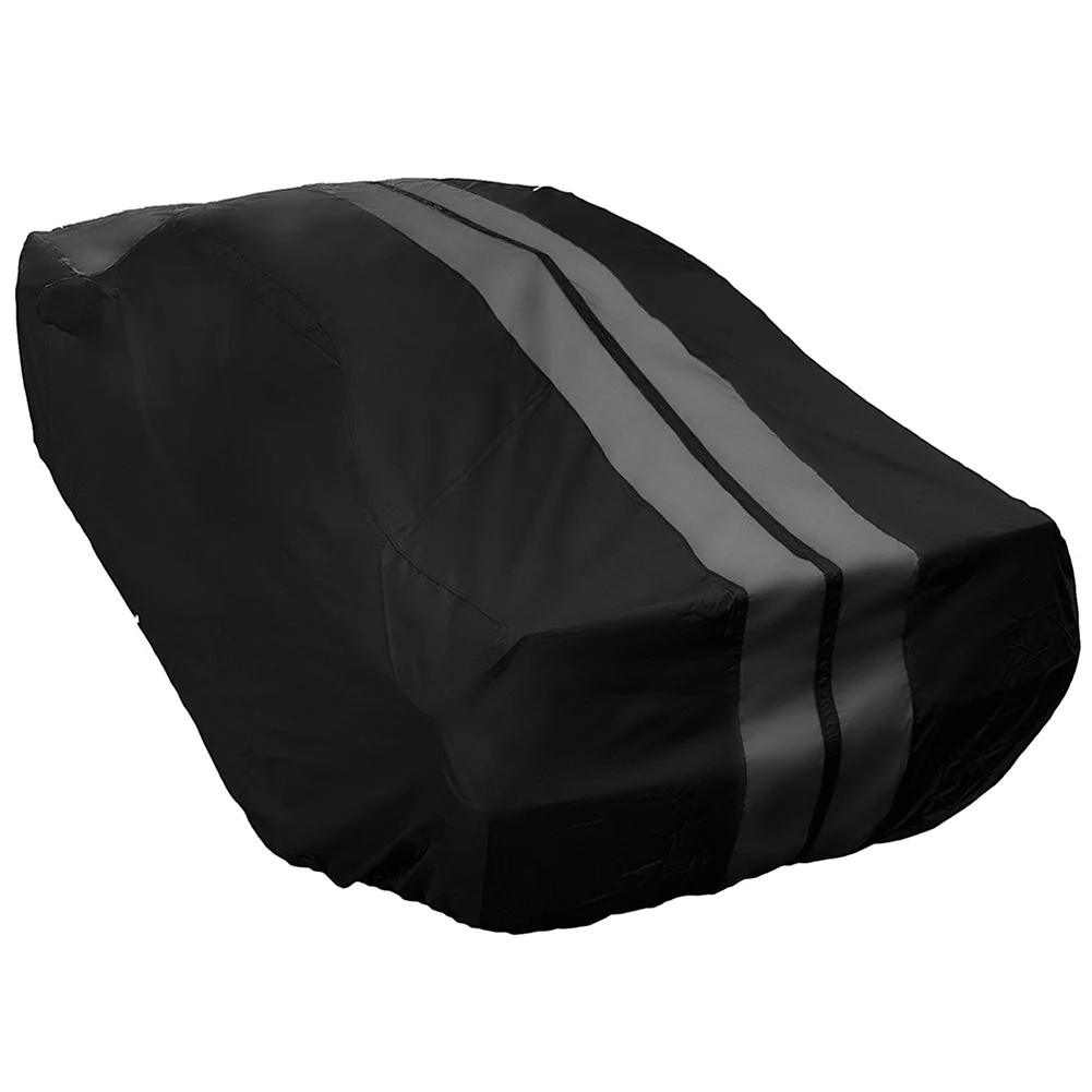 2008-2023 Dodge Challenger Ultraguard Plus Car Cover - 300D Indoor/Outdoor Protection - Black with Gray Stripes - Image 4