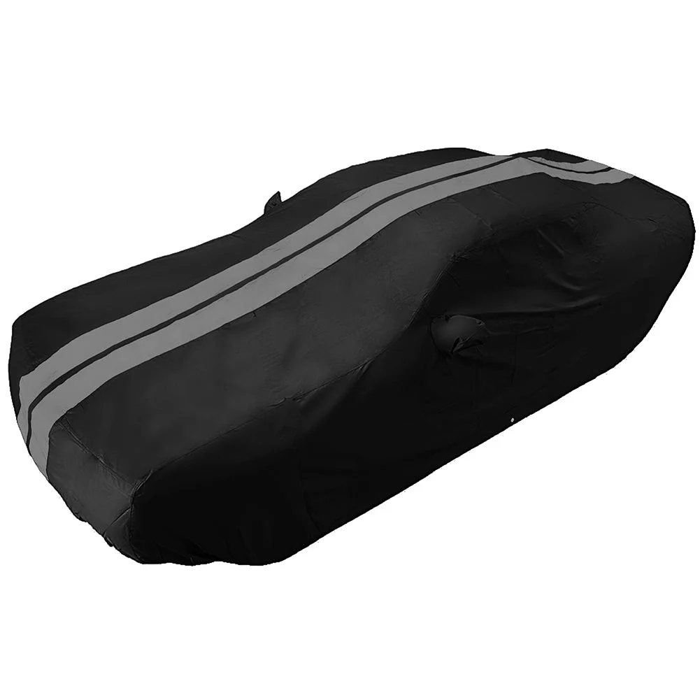 2008-2023 Dodge Challenger Ultraguard Plus Car Cover - 300D Indoor/Outdoor Protection - Black with Gray Stripes - Image 6