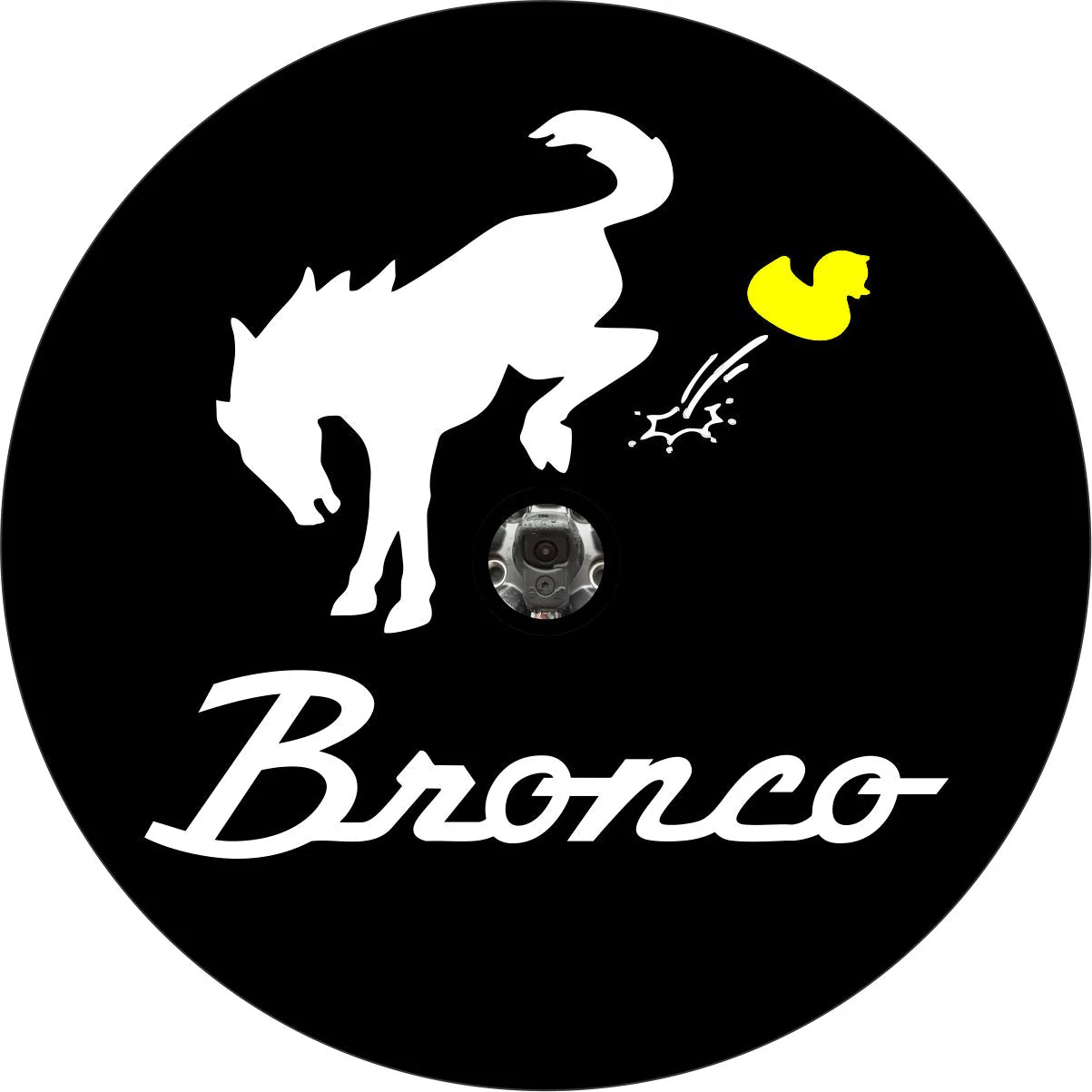 Bronco Bucking a Duck with Bronco Wording Spare Tire Cover Jeep, Bronco, RVs and more - Image 2