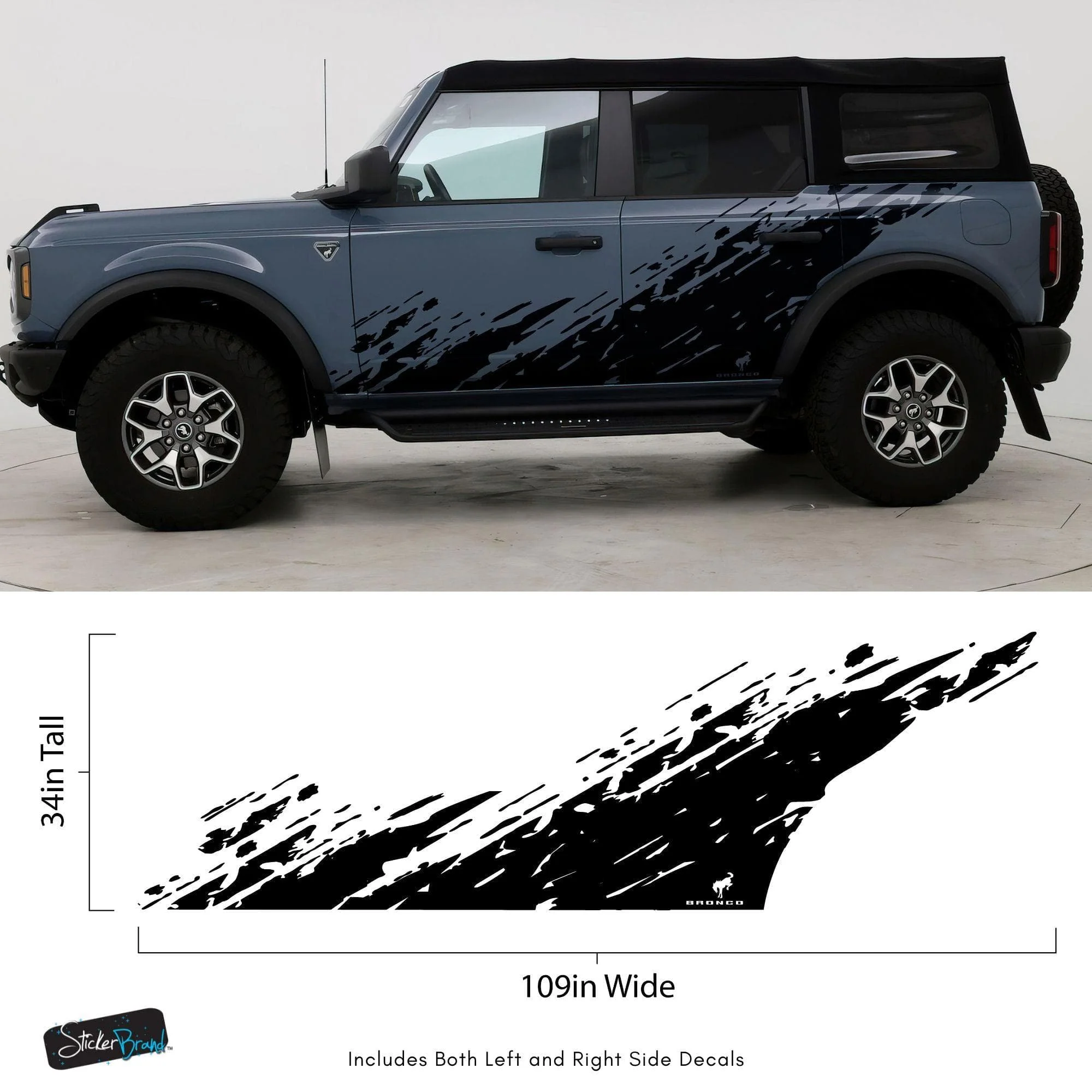 Bronco Mud Splash Side Rocker Panel Car Graphic Sticker. #6896 - Image 3