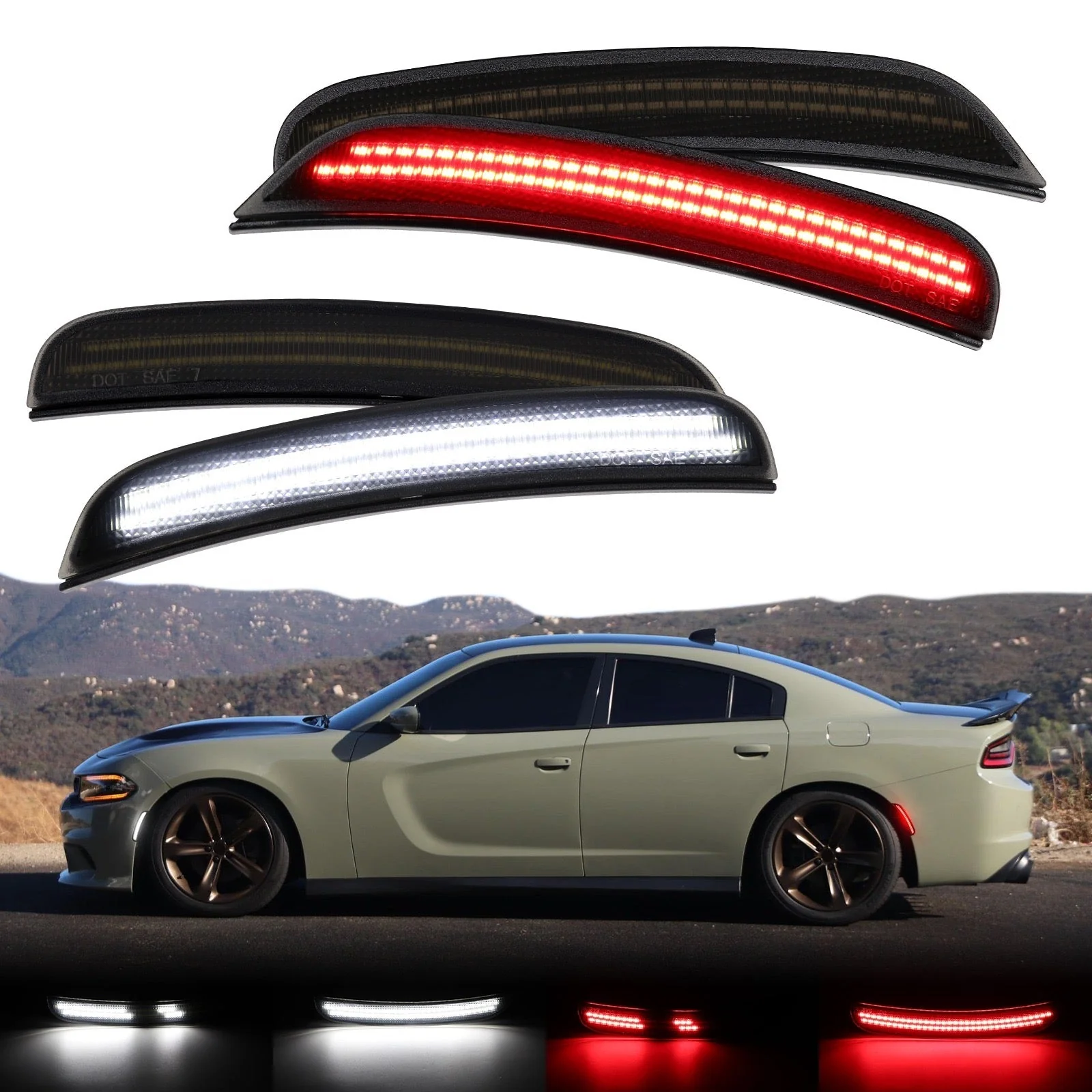 CHARGER 15-23 FRONT/REAR DYNAMIC SMOKED LED SIDE MARKERS - Image 2