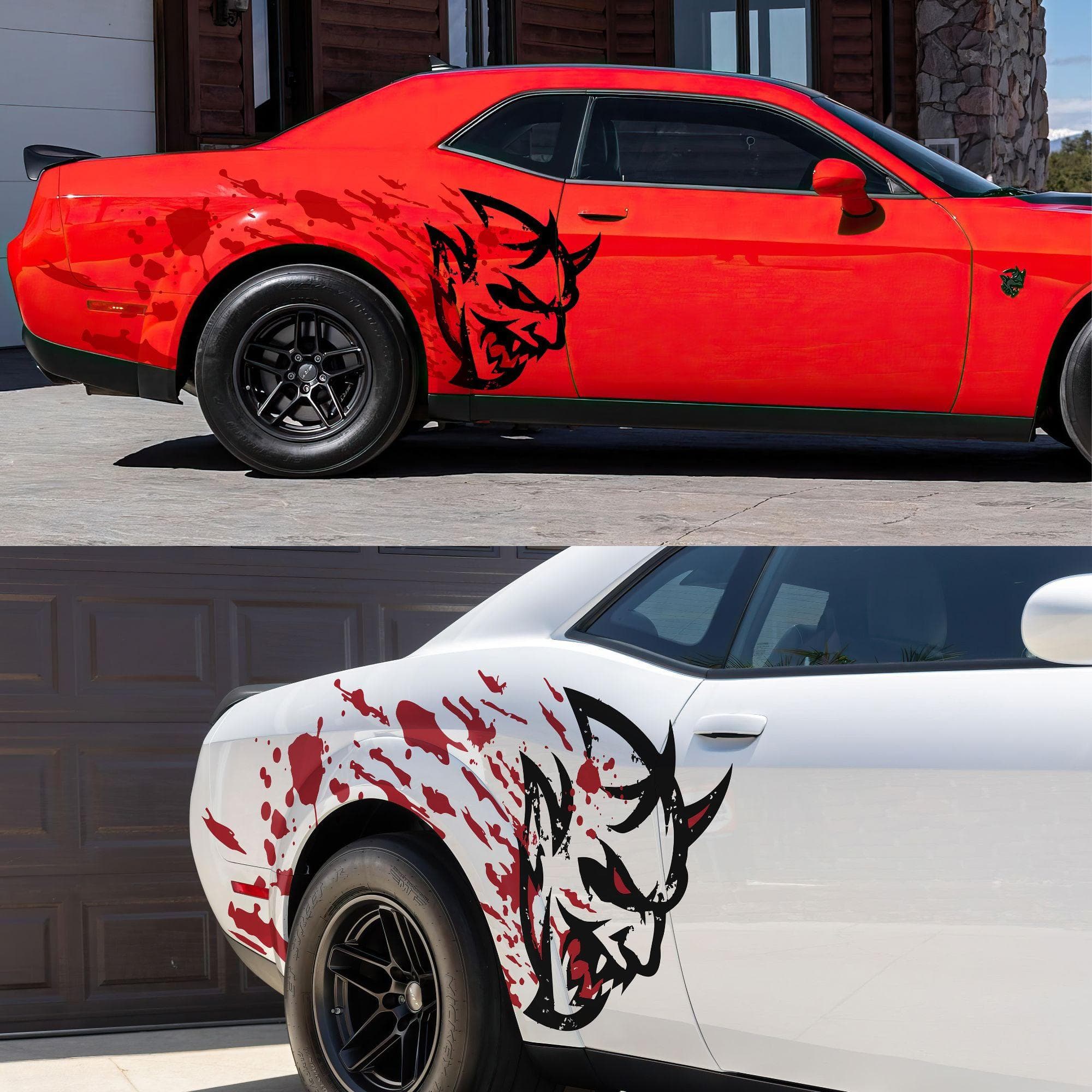 Demon Decal Sticker for Dodge Challenger SRT. Blood Splatter Car Decal. #6994 - Image 11