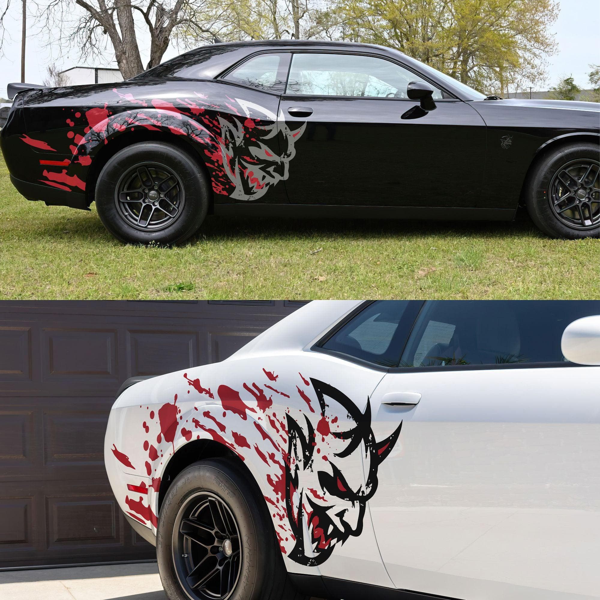 Demon Decal Sticker for Dodge Challenger SRT. Blood Splatter Car Decal. #6994 - Image 8