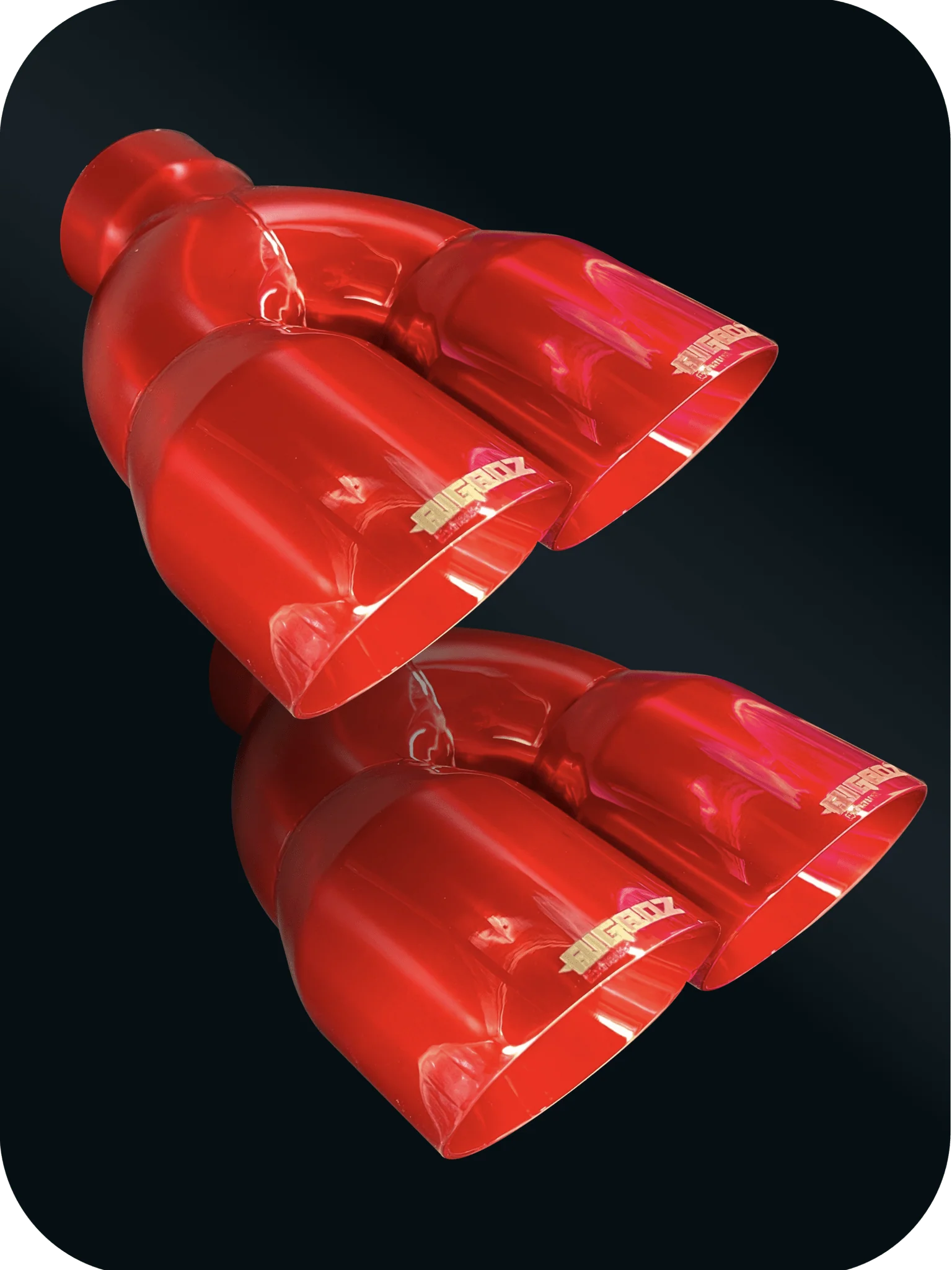DODGE CHALLENGER 4" OUTLET QUAD TIPS SET CANDY RED