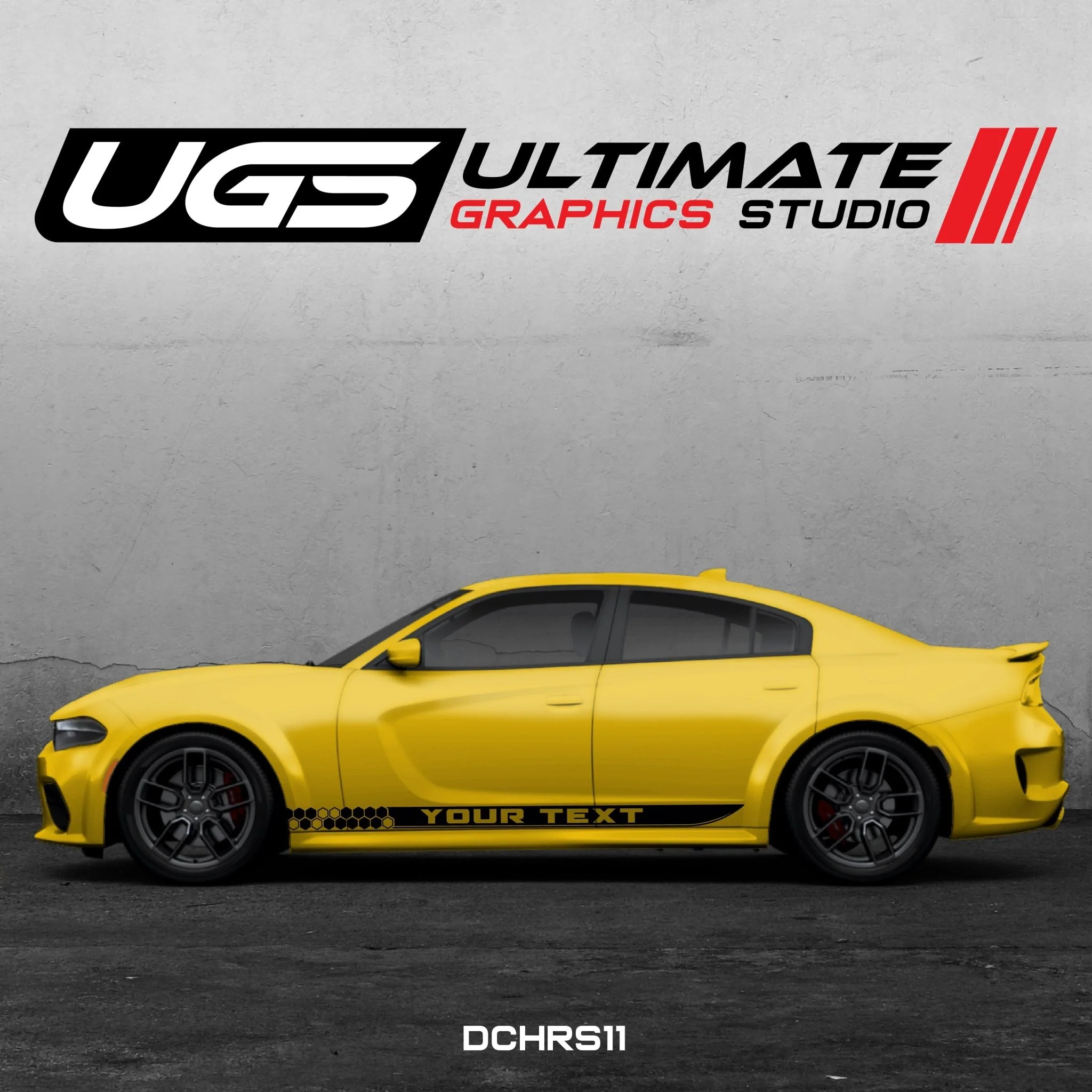Dodge Charger Skirt Graphics 1 Color Custom Text - Image 3