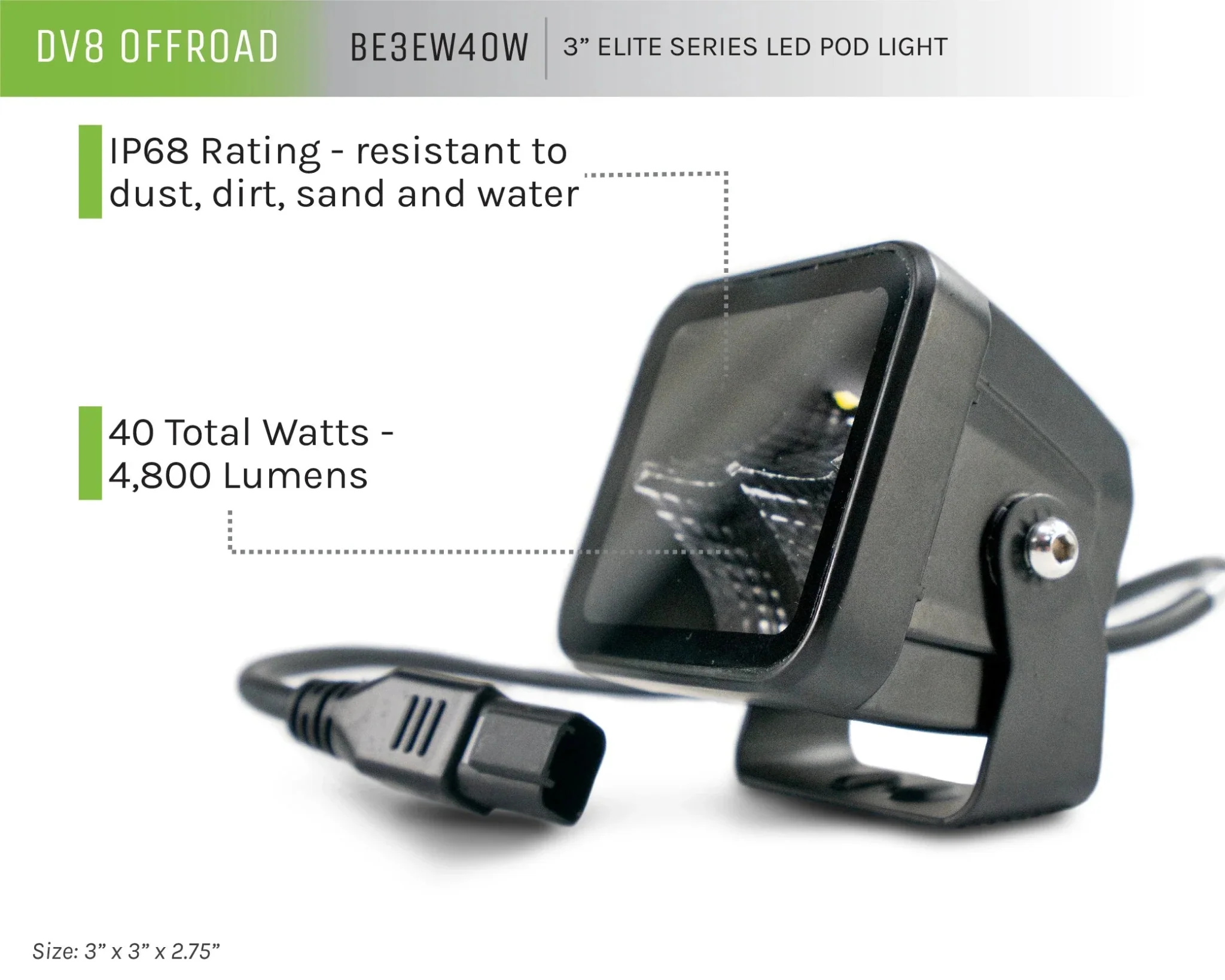 DV8 Offroad 3" Cube LED Light - Image 6