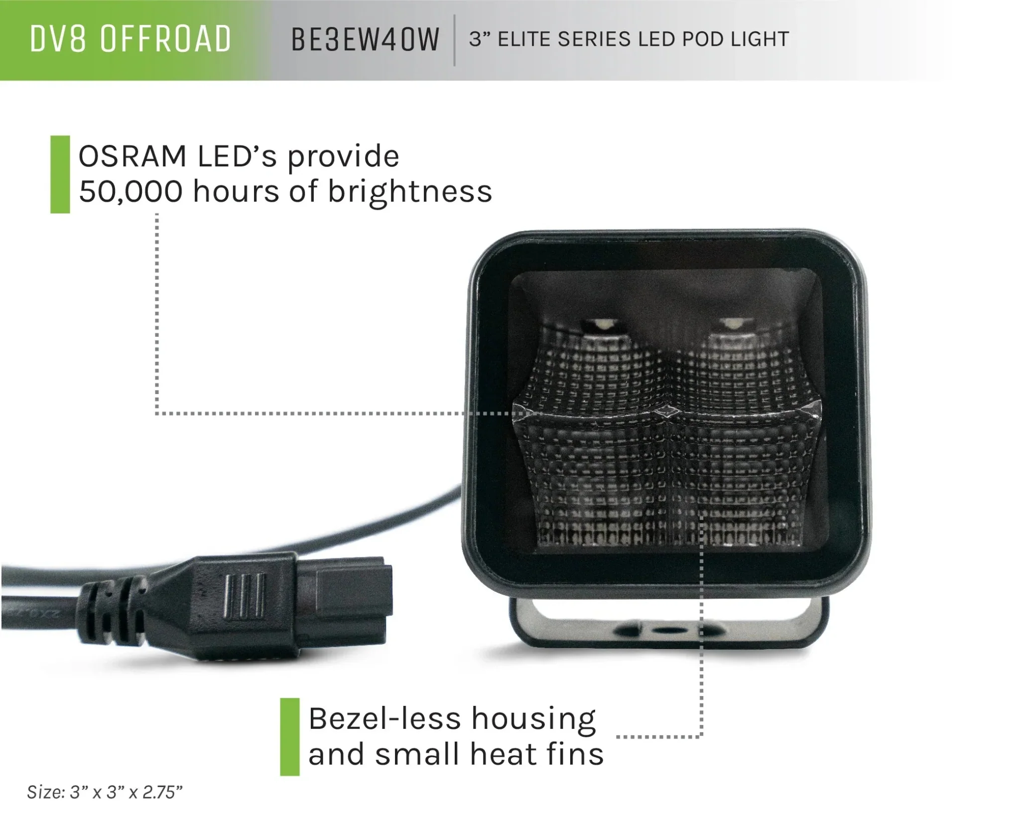 DV8 Offroad 3" Cube LED Light - Image 7