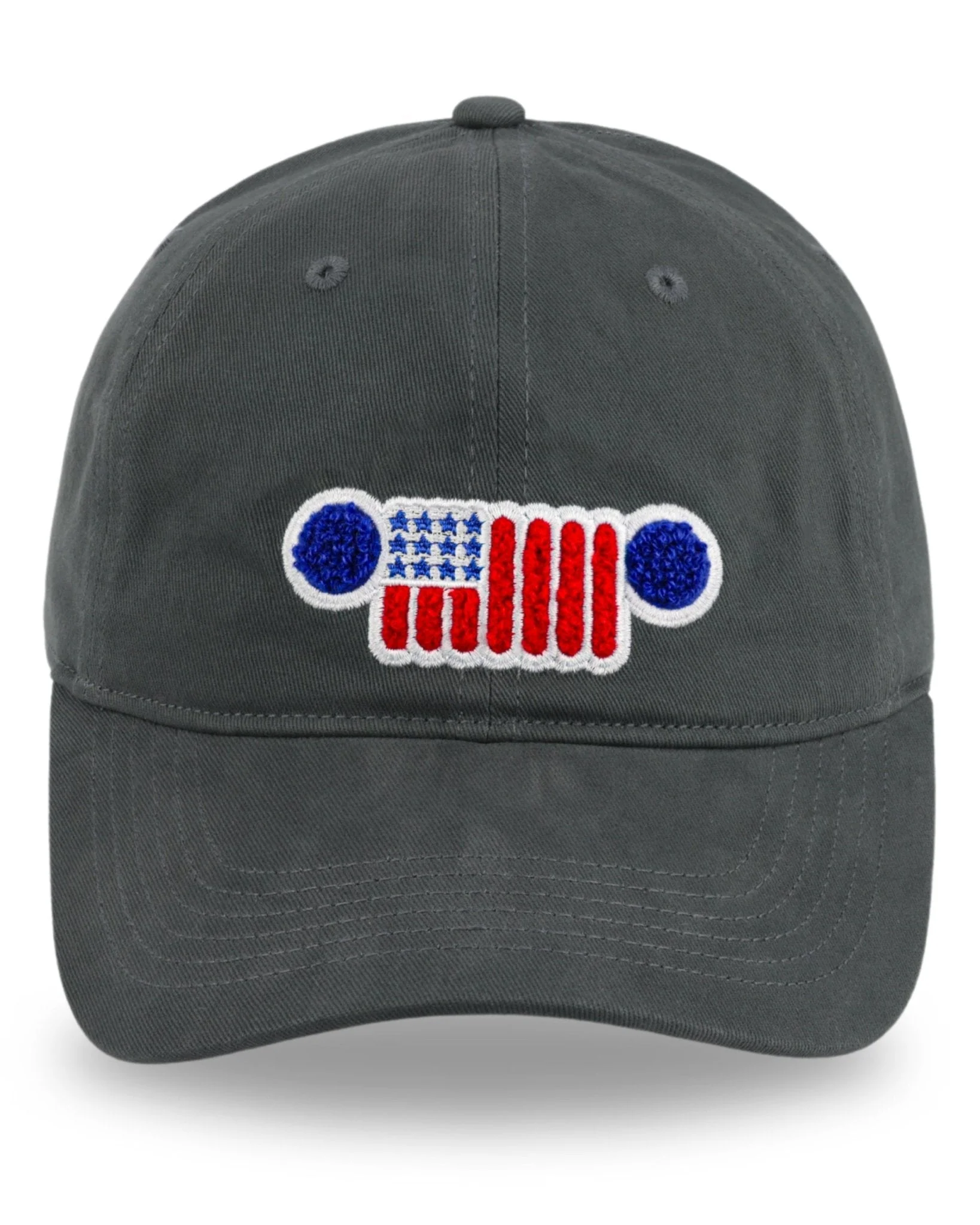 Hat - Jeep Chino Twill Ponytail with Chenille Stars and Stripes Grille Patch - Image 6