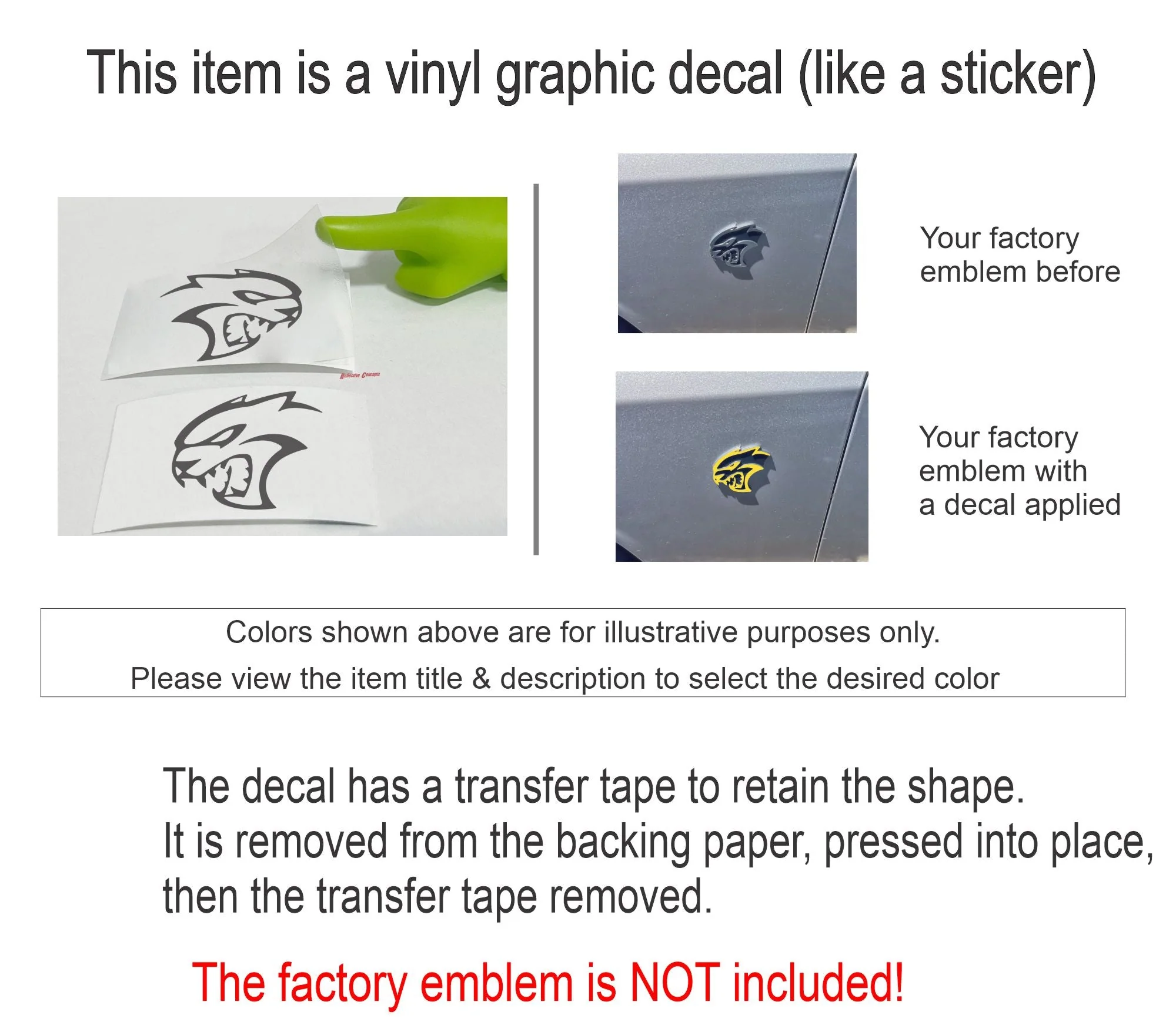 Hellcat Emblem Overlay Decals (pair) - 15-18 Challenger SRT Hellcat - Image 3