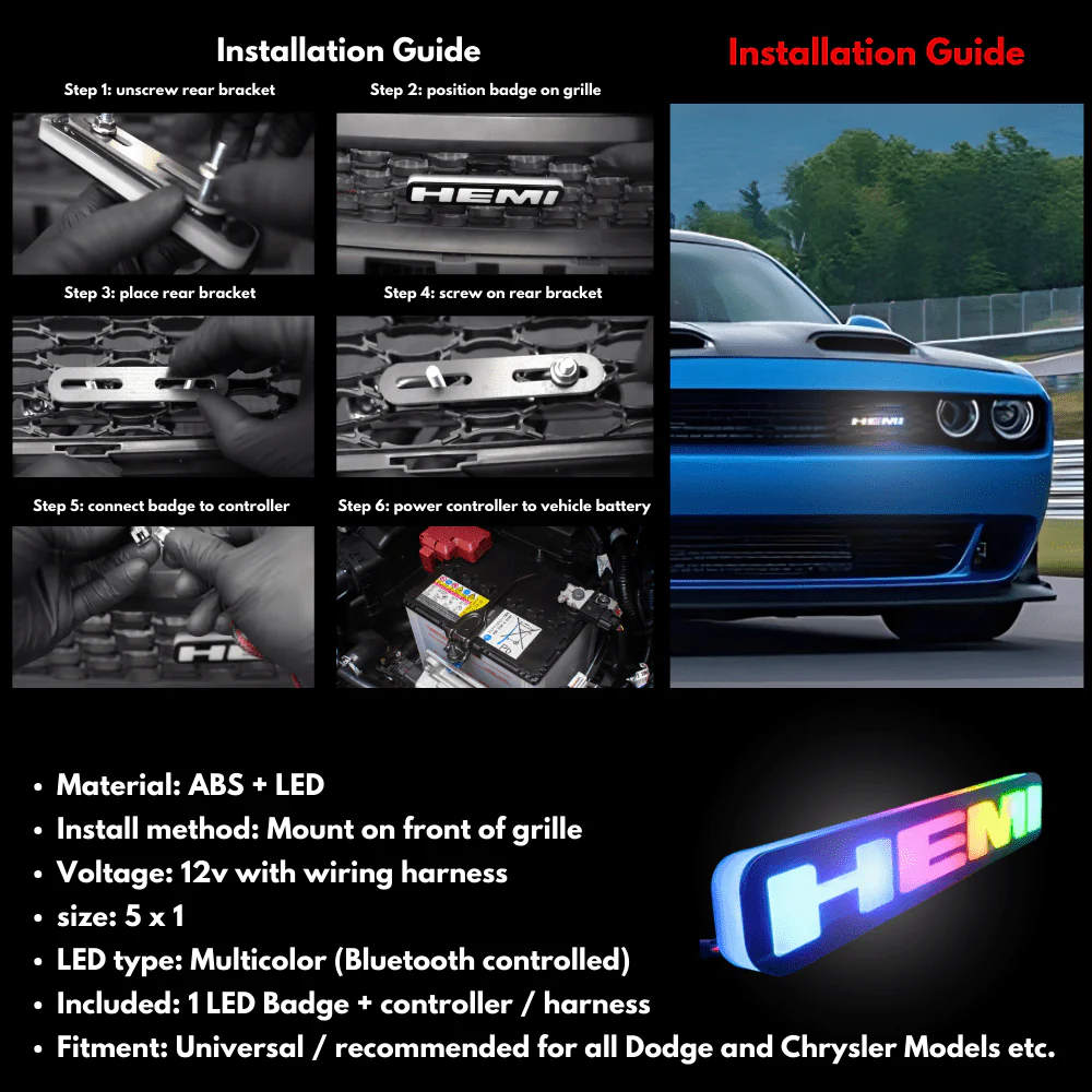 Hemi LED Badge (Multicolor Flow) - Image 7