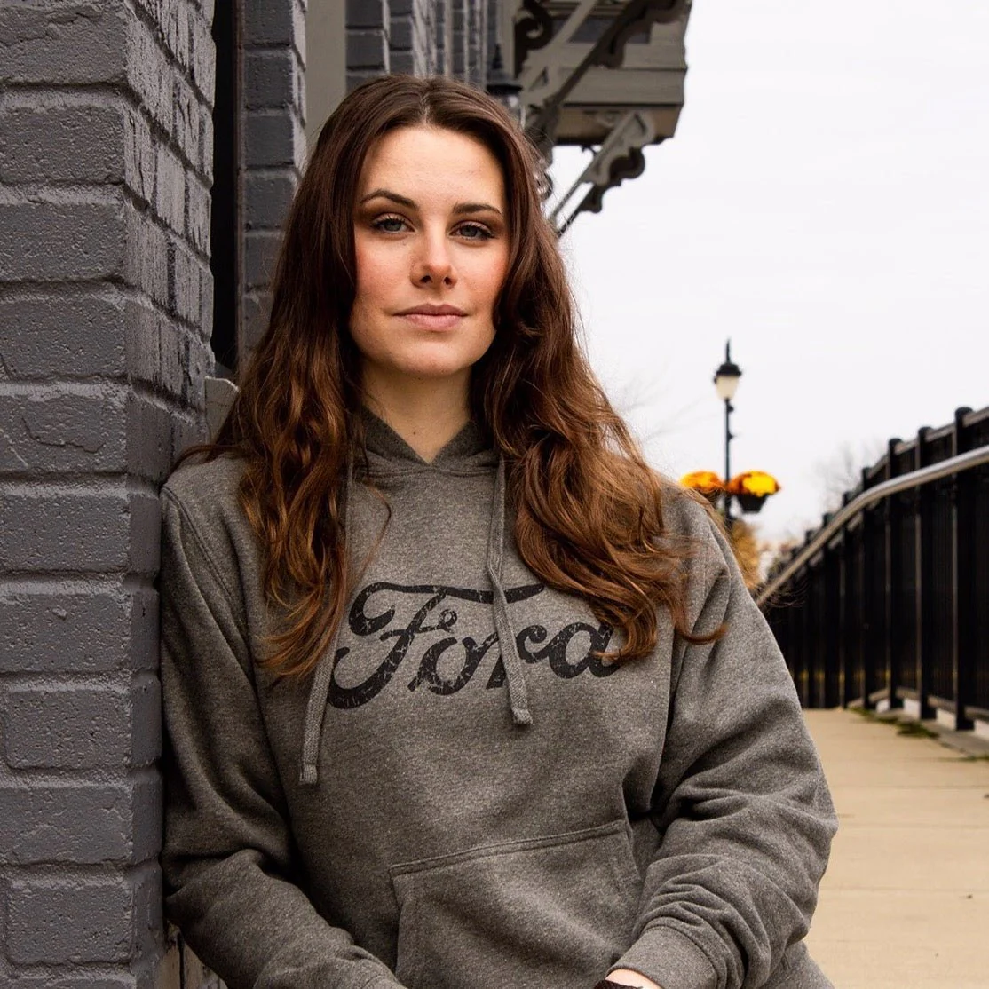 Hoodie - Mens Ford Distressed Text - Heather Grey - Image 4