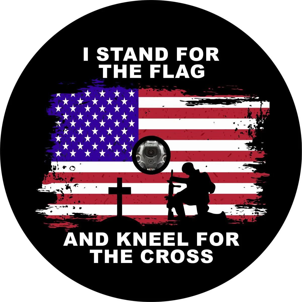 I Stand For The Flag and Kneel For The Cross Spare Tire Cover - Jeep, Bronco, RVs, Campers, Vans, Trailers - Image 2