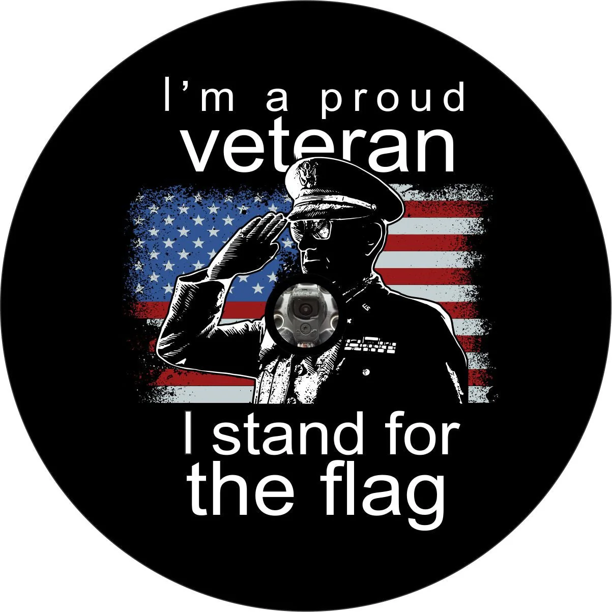 I'm a Proud Veteran American Flag Spare Tire Cover - Jeep, Bronco, RVs, Campers, Vans, Trailers - Image 2