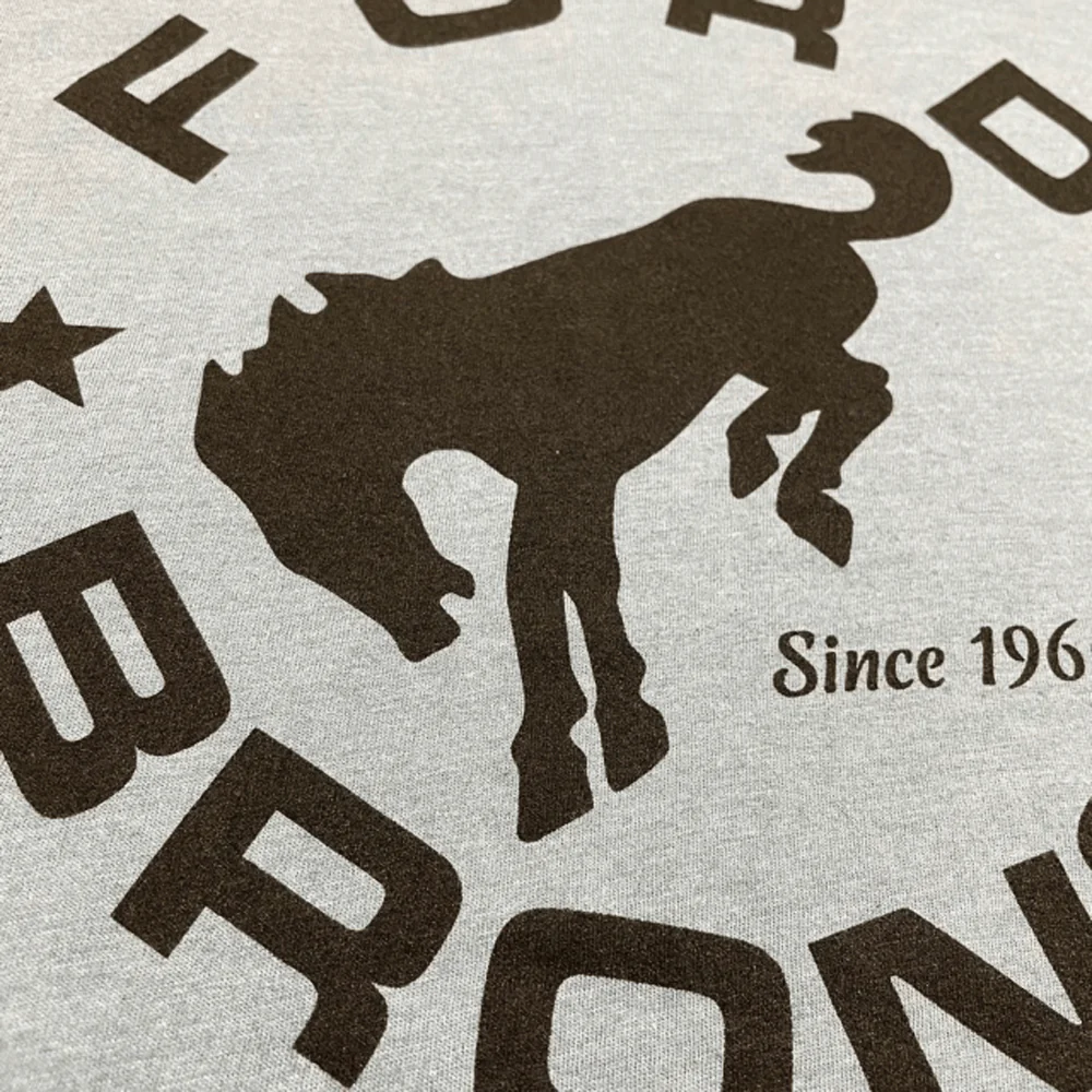 Mens T-Shirt Ford Bronco Circle - Flint Blue Heather - Image 2