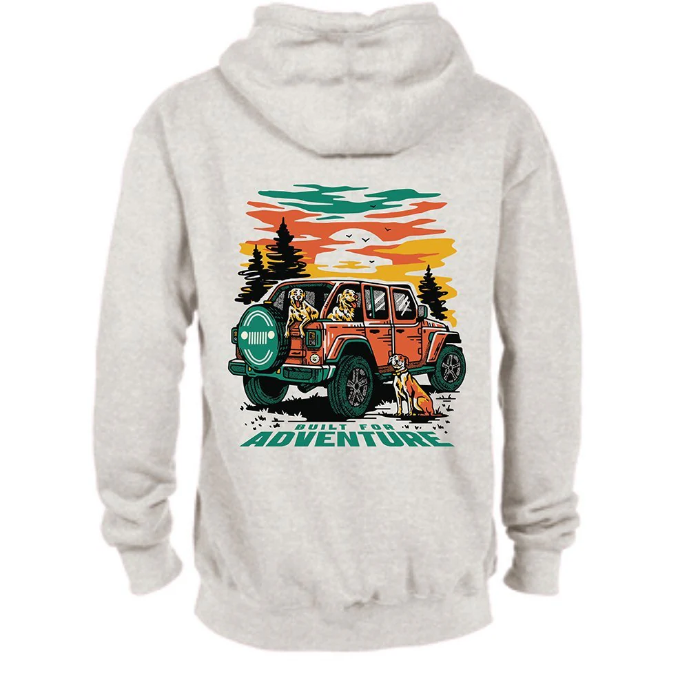 Mens Jeep® Built/Dogs Hoodie - Oatmeal Heather