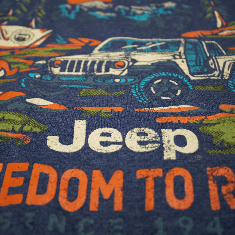 Mens Jeep® Freedom To Roam Hoodie Sweatshirt - Heather Navy Blue - Image 3