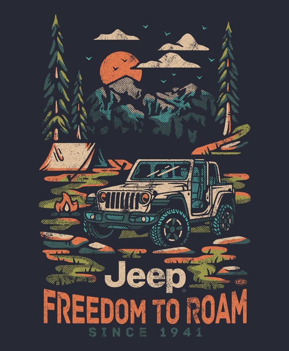 Mens T-Shirt Jeep® Freedom To Roam - Navy Blue - Image 3