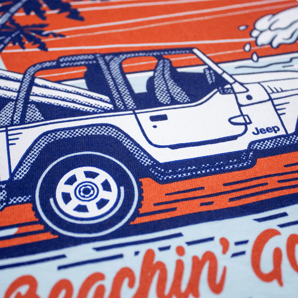 Mens Long Sleeve T-Shirt Jeep® Wrangler Beachin' Good Time - Beach Wash Glacier Blue - Image 3
