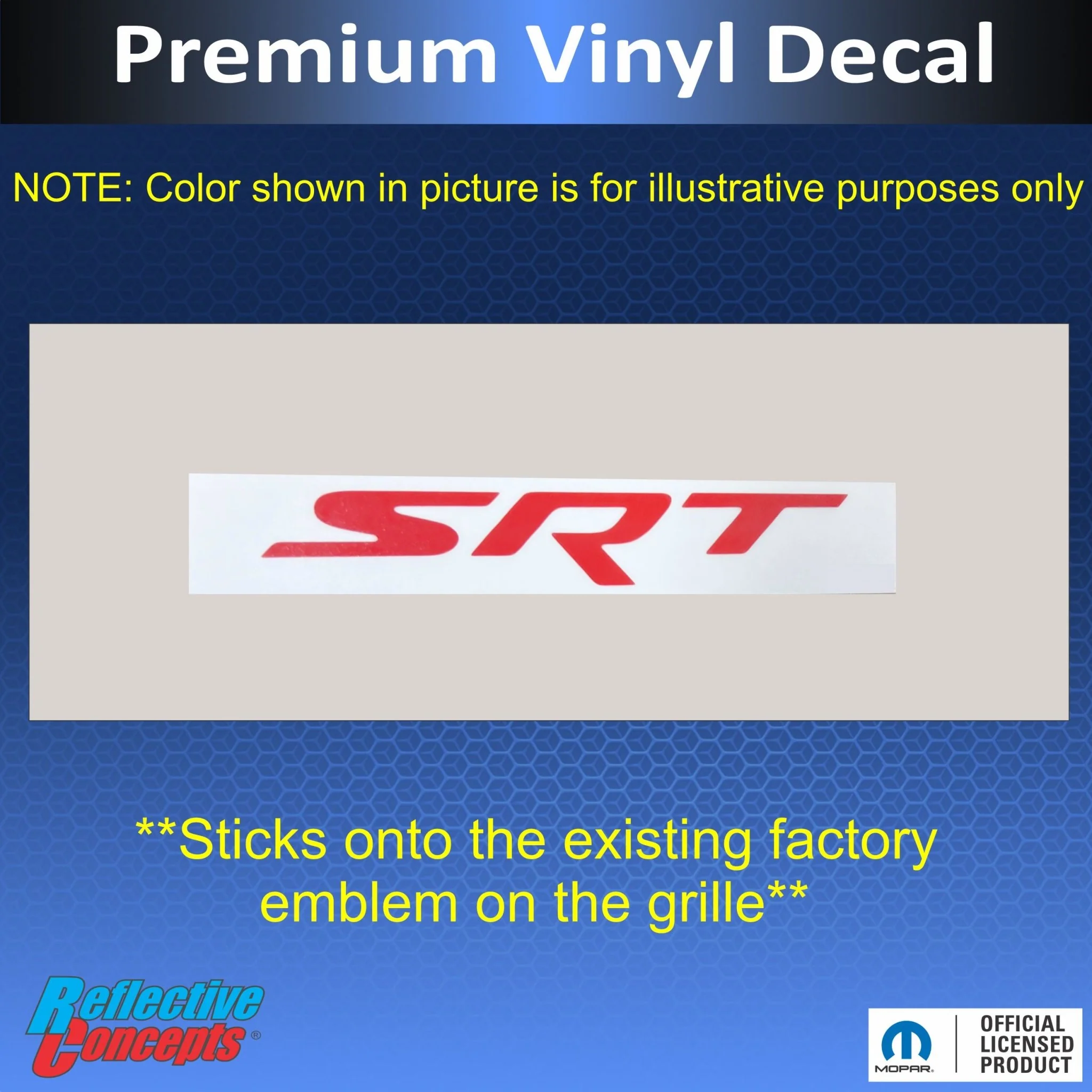 SRT Grille Emblem Overlay Decal - 2006-2014 Charger SRT8 - Image 2