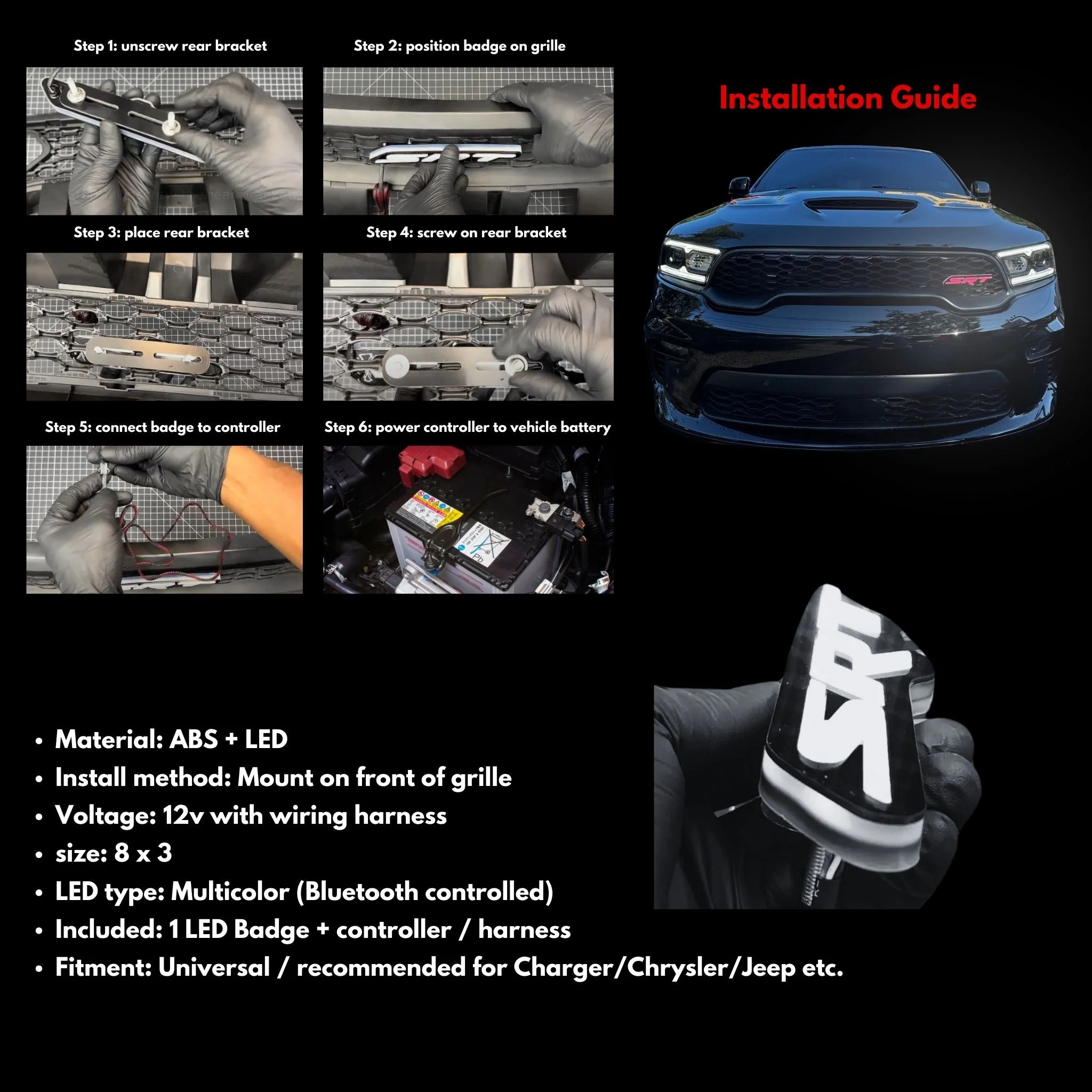 SRT LED Emblem Badge: (Multicolor) - Image 13