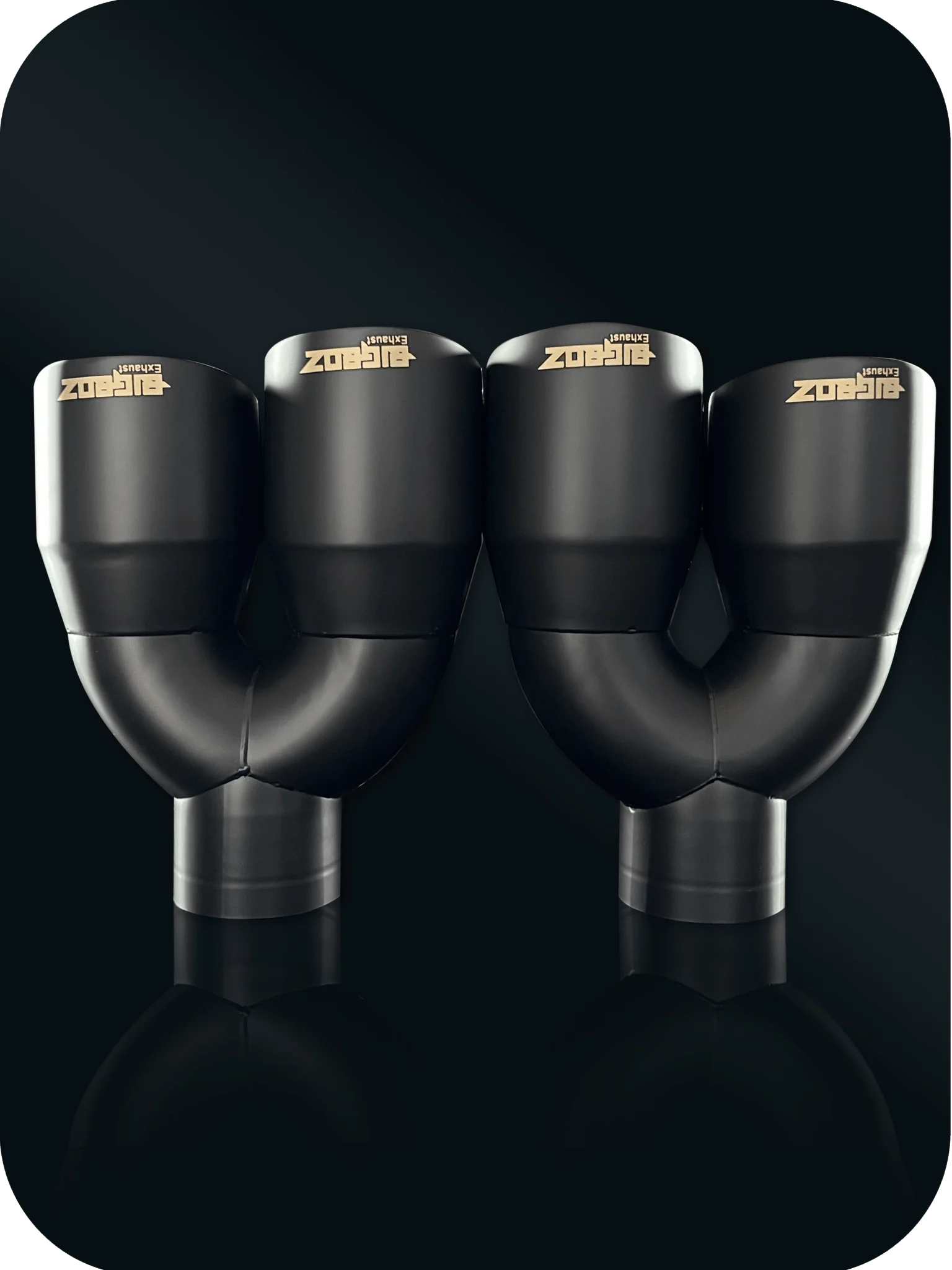 STAGGERED 4" DODGE CHALLENGER QUAD TIPS 2.5 INCH INLET - Image 2
