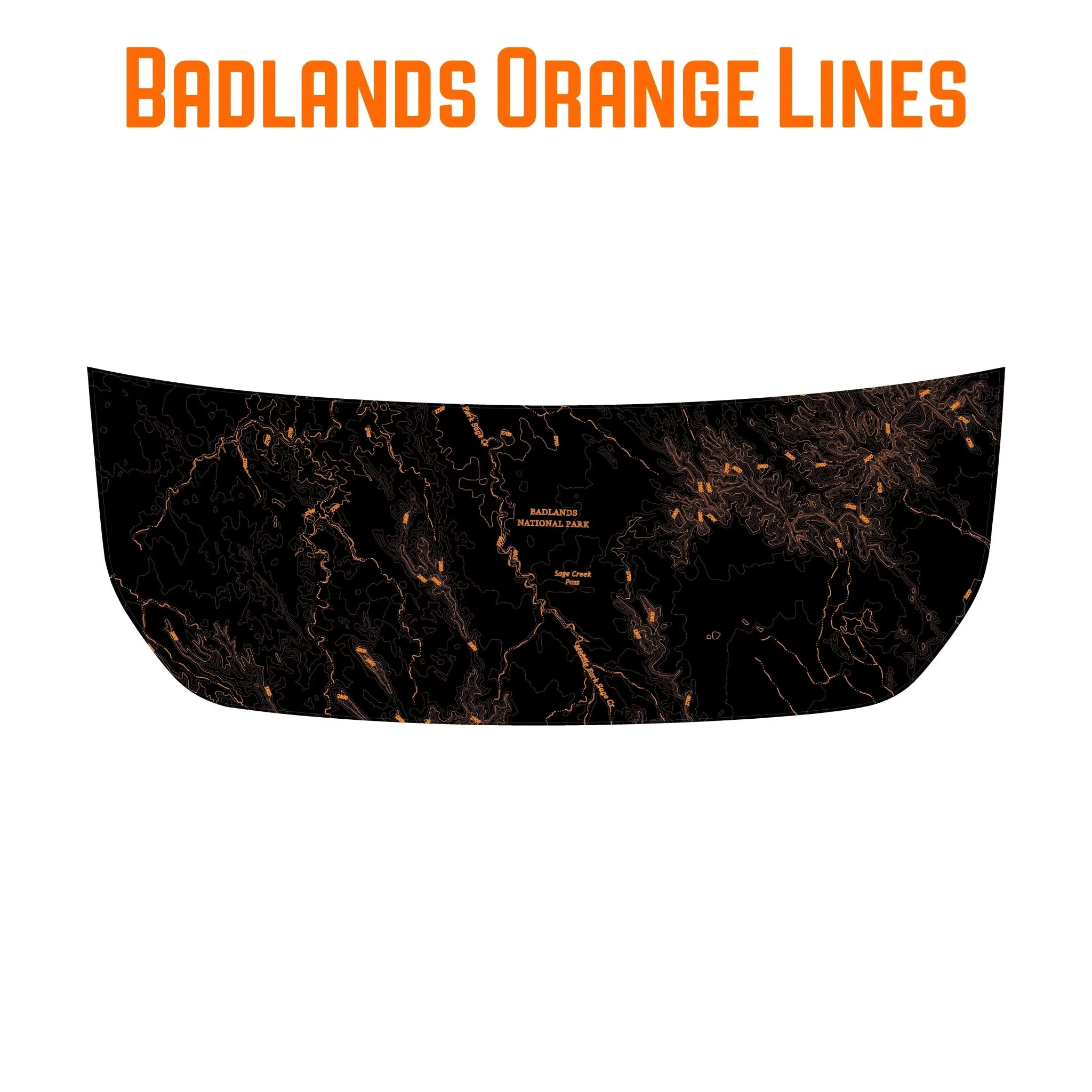 Stealth Black Badlands Topographic Map Hood Overlay (Printed Series) - 2021+ Bronco - Image 5