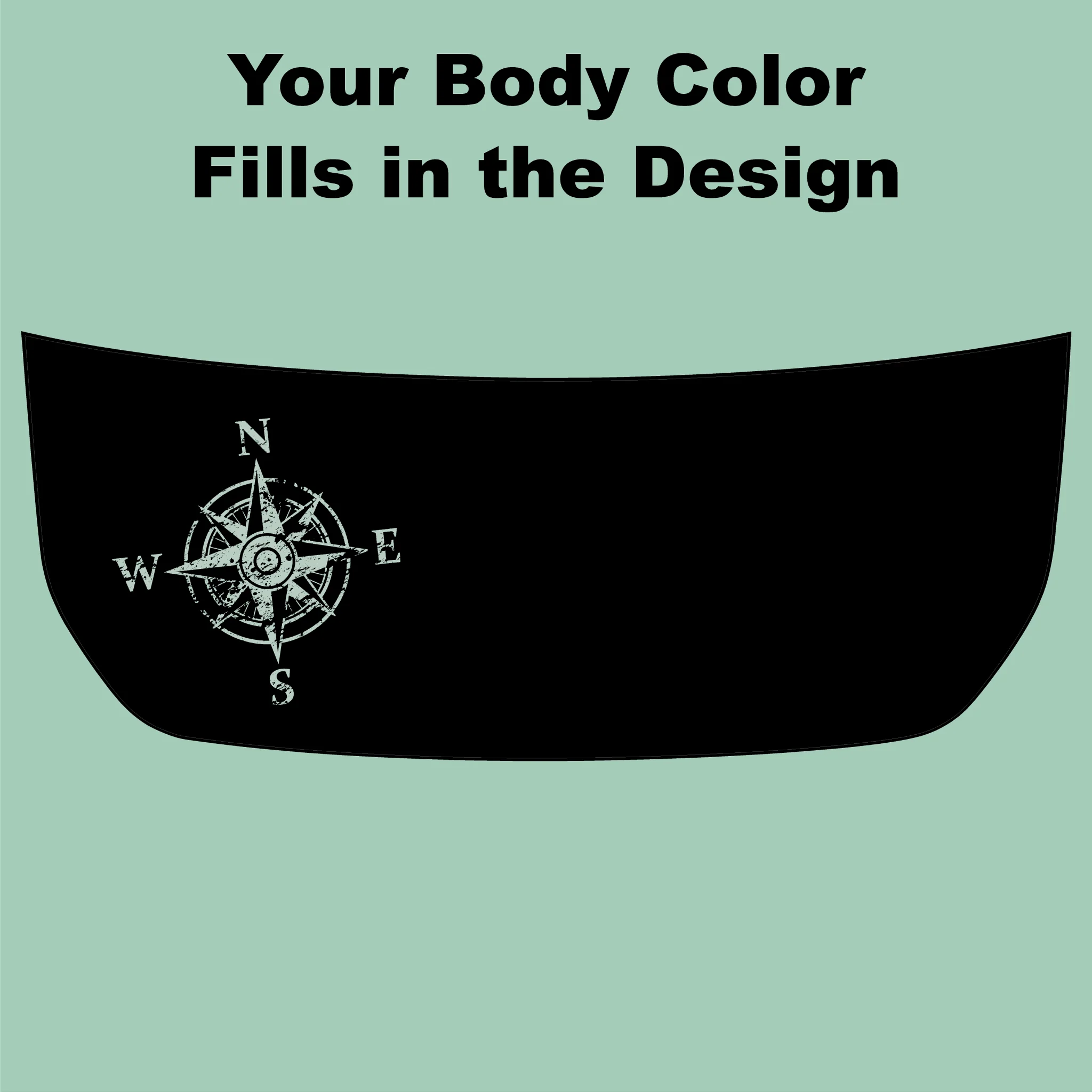 Stealth Black Compass Rose Hood Overlay (Printed Series) - 2021+ Bronco - Image 4