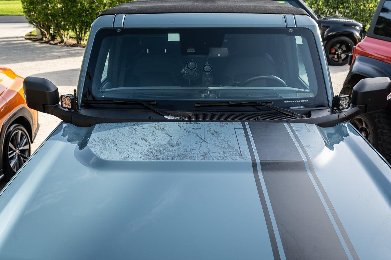Stealth Clear Badlands Topographic Map Hood Overlay - 2021+ Bronco - Image 10