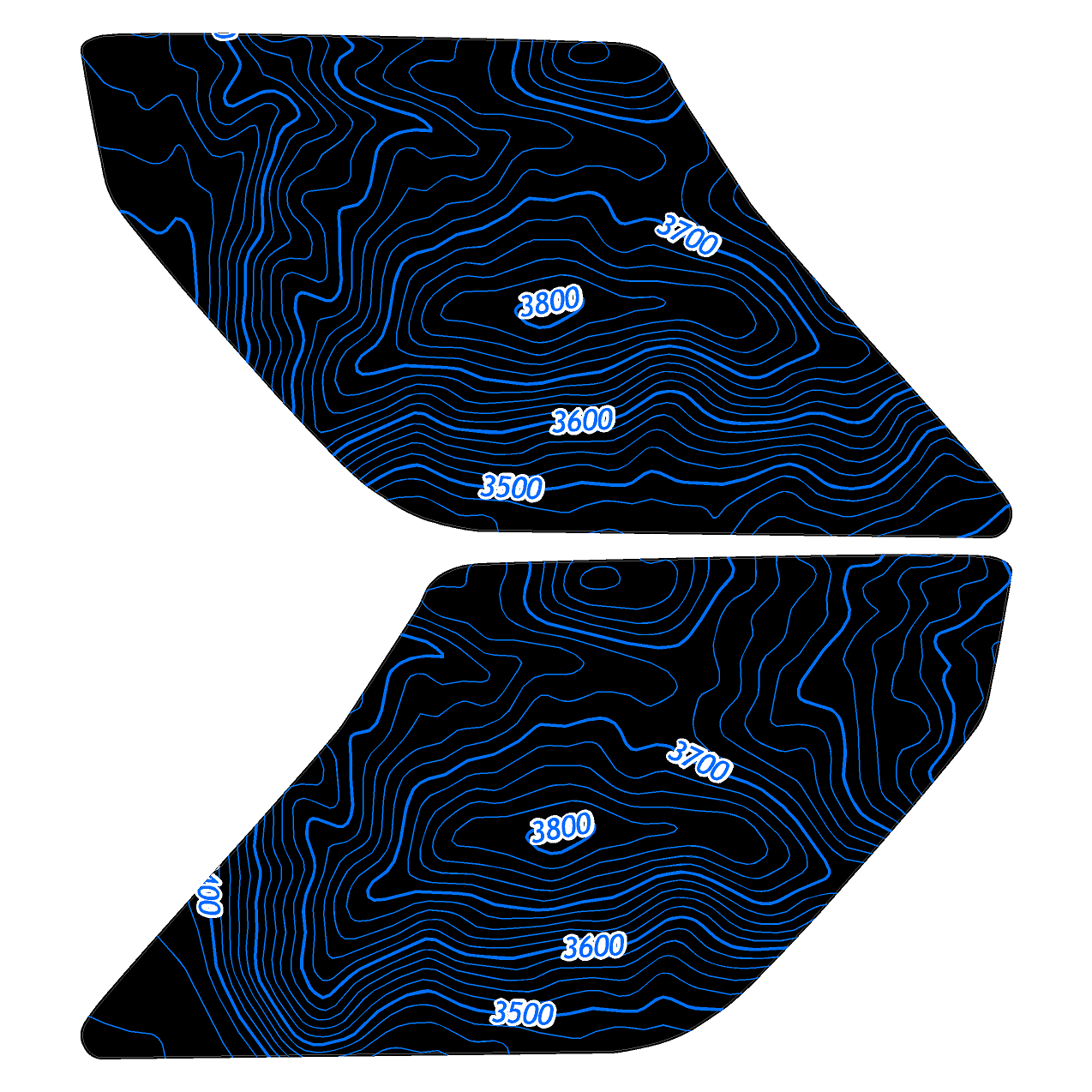 Topo Interior Lower Front Door Card Insert Overlays (Printed Series) - 2021+ Bronco 4 Door - Image 62