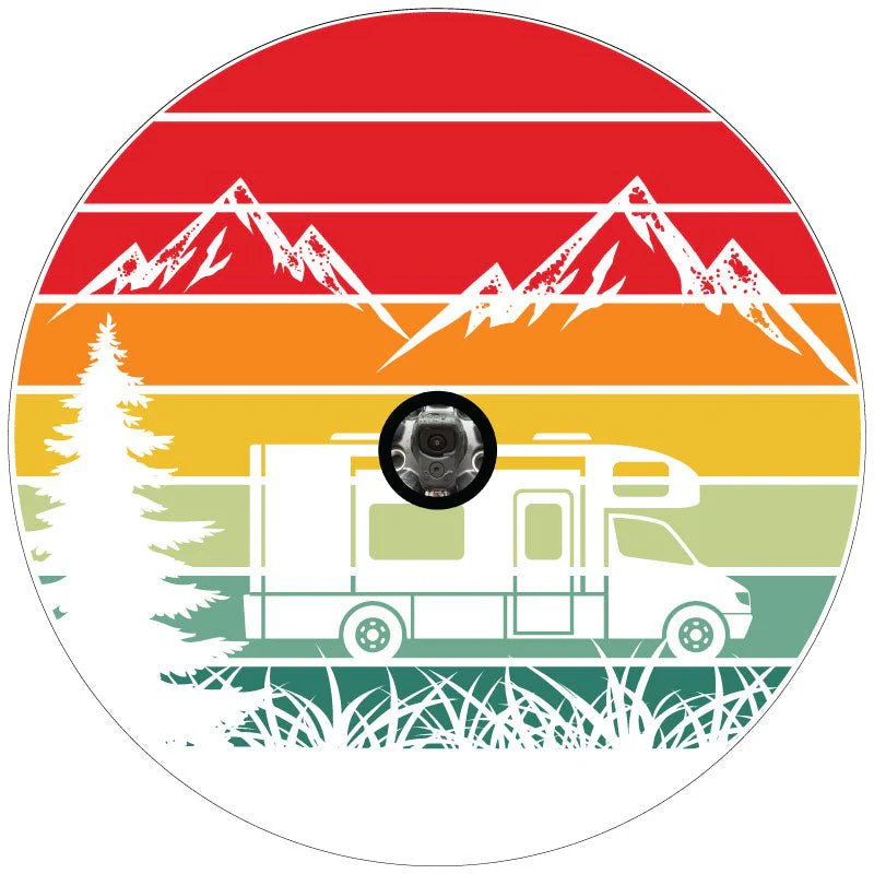 Traveling Motorcoach in The Mountains Retro Spare Tire Cover Design for RV, Camper, Motorcoach, Travel Trailer - Image 4