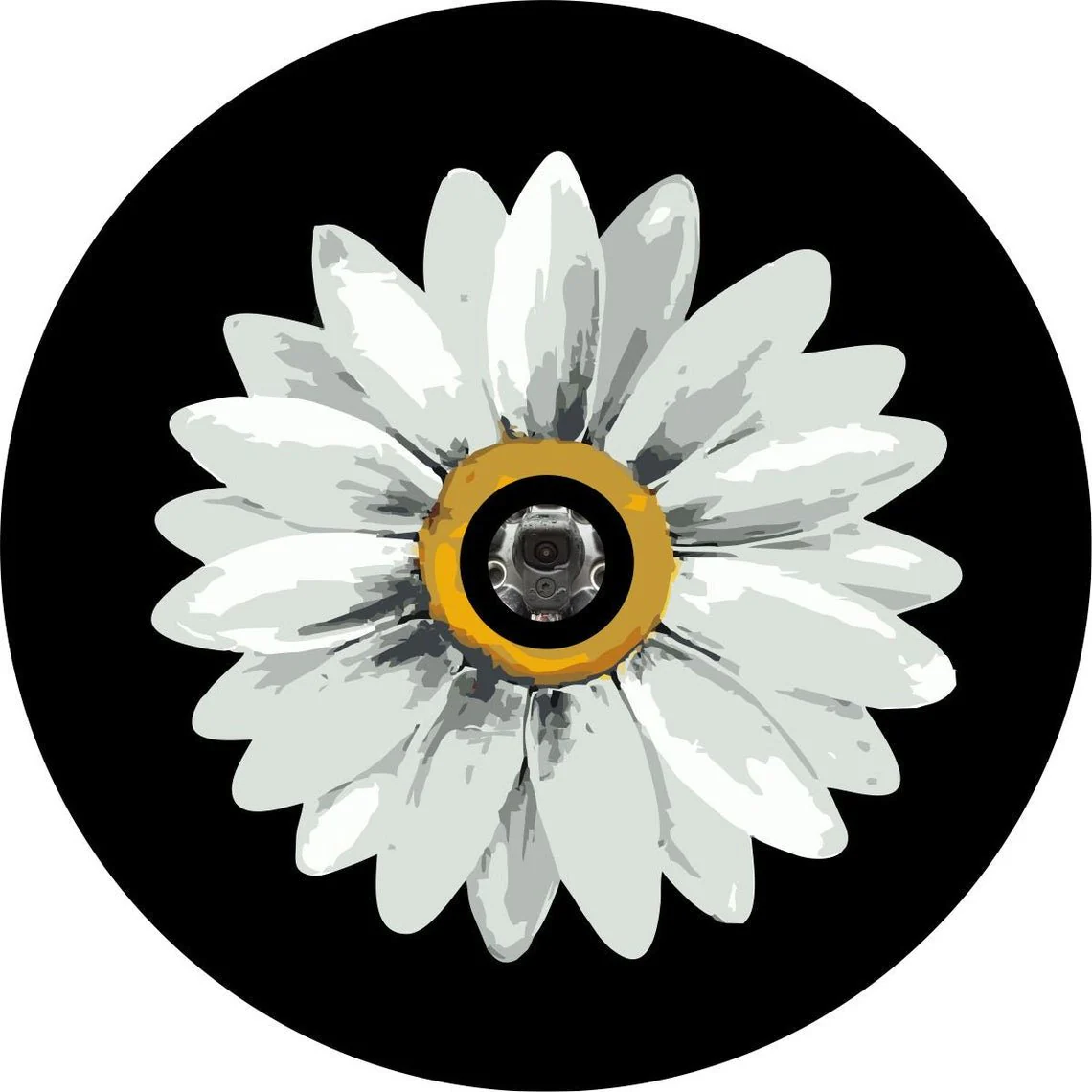 Watercolor Daisy Flower Spare Tire Cover - Image 2