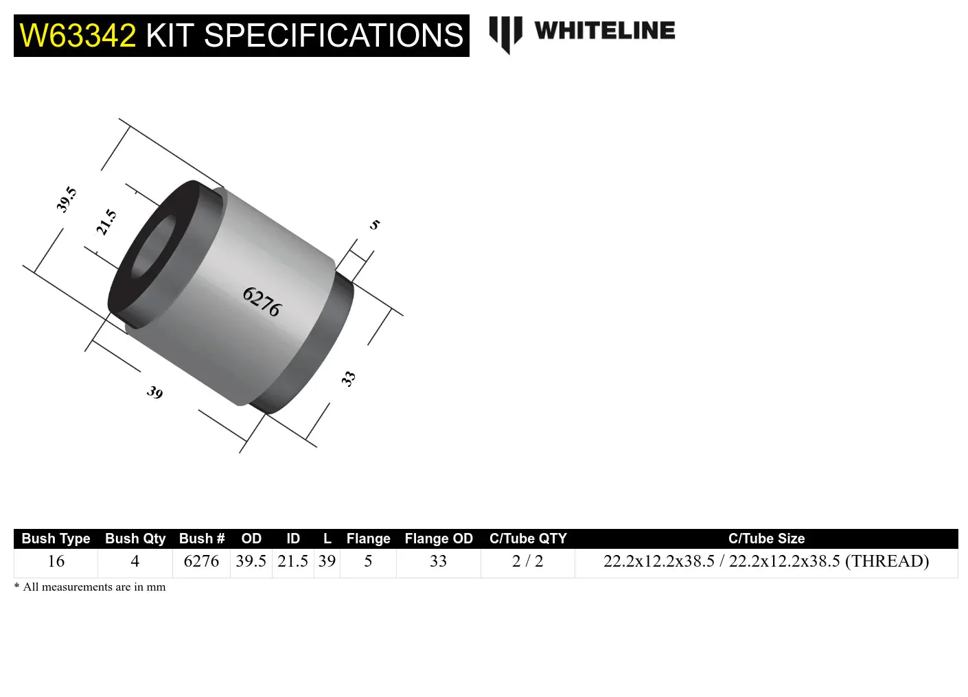 Whiteline Rear Upper Control Arm Bushings 2005-2014 Challenger/Charger - Image 5